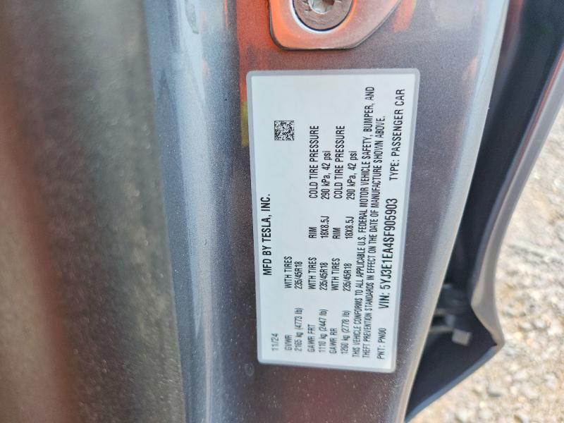 Aukcja sprzedaży 2025 Tesla Model 3, vin: 5YJ3E1EA4SF905903, numer aukcji: 62617946