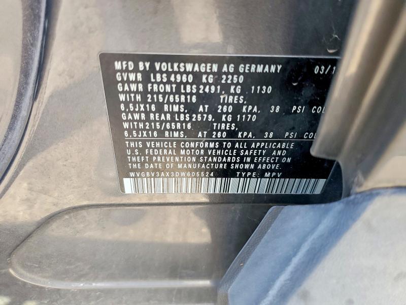 Продажа на аукционе авто 2013 Volkswagen Tiguan, vin: WVGBV3AX3DW605524, номер лота: 60482446