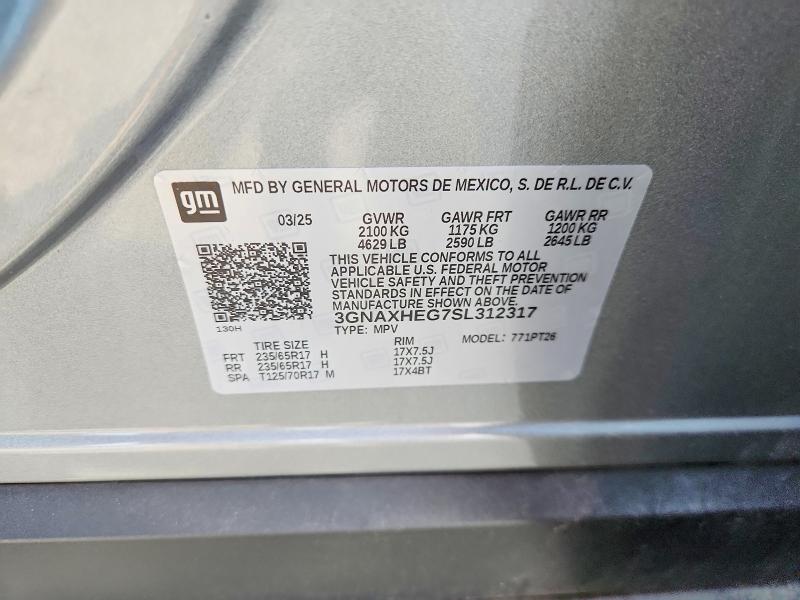 Продажа на аукционе авто 2025 Chevrolet Equinox, vin: 3GNAXHEG7SL312317, номер лота: 60305376