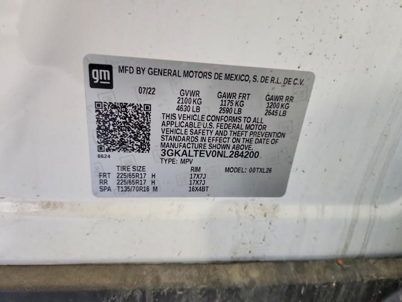 2022 Gmc Terrain მანქანა იყიდება აუქციონზე, vin: 3GKALTEV0NL284200, აუქციონის ნომერი: 62835966