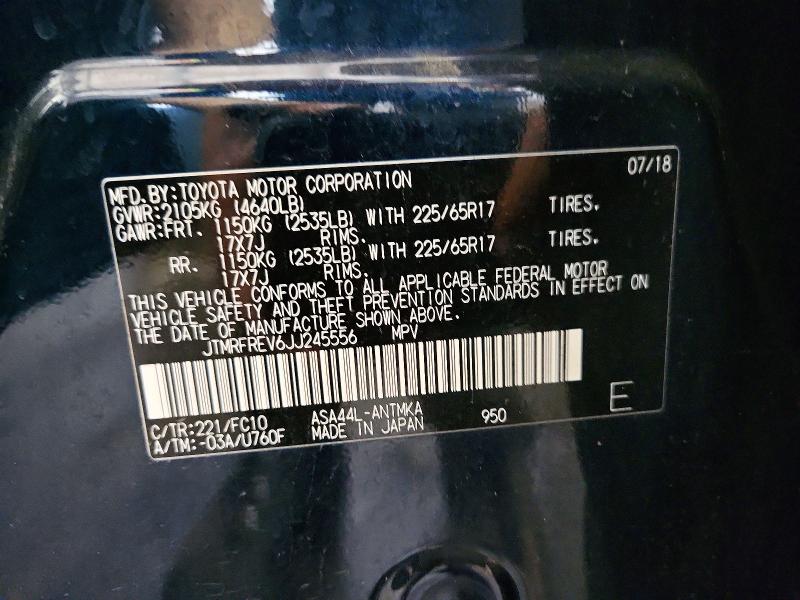 Aukcja sprzedaży 2018 Toyota Rav4, vin: JTMRFREV6JJ245556, numer aukcji: 62483866