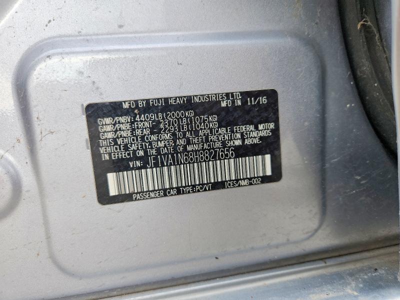60675996 :رقم المزاد ، JF1VA1N68H8827656 vin ، 2017 Subaru Wrx مزاد بيع