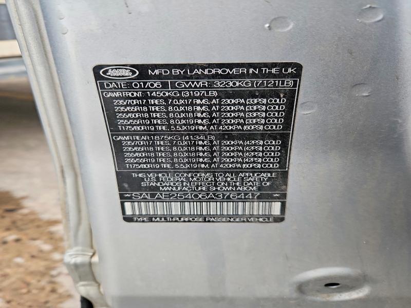 61753586 :رقم المزاد ، SALAE25406A376447 vin ، 2006 Land Rover Lr3 مزاد بيع