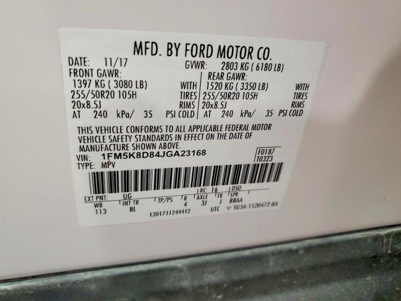 Продаж на аукціоні авто 2018 Ford Explorer, vin: 1FM5K8D84JGA23168, номер лоту: 60391356