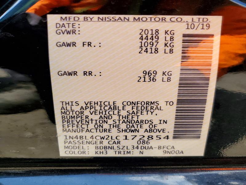 Продаж на аукціоні авто 2020 Nissan Altima, vin: 1N4BL4CW2LC172854, номер лоту: 59641396