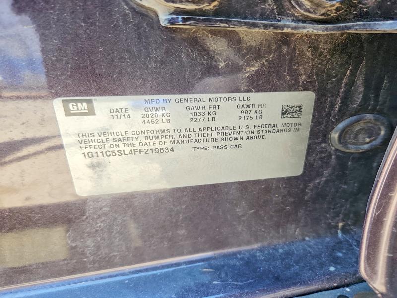 Aukcja sprzedaży 2015 Chevrolet Malibu, vin: 1G11C5SL4FF219834, numer aukcji: 62235536