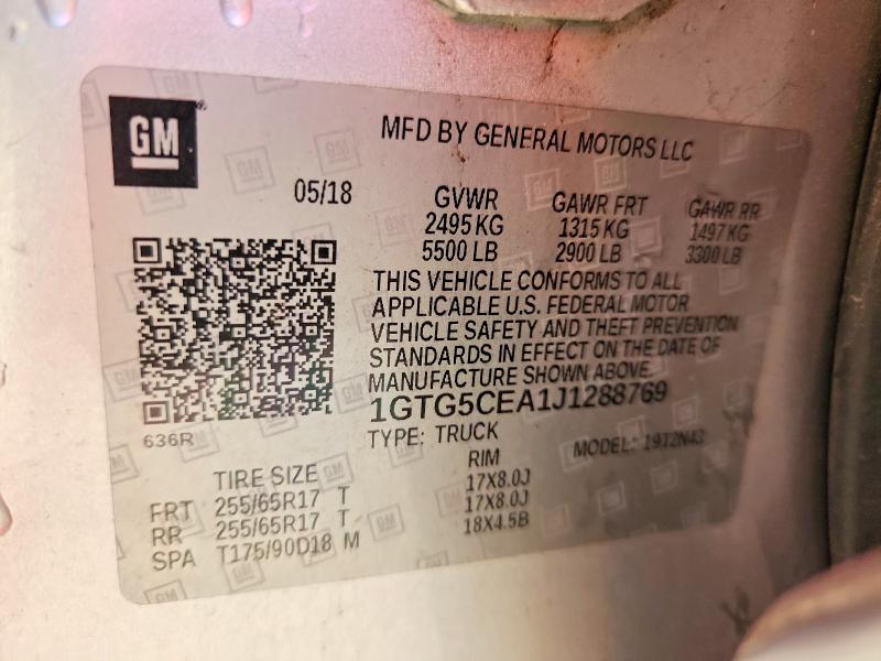 Aukcja sprzedaży 2018 Gmc Canyon, vin: 1GTG5CEA1J1288769, numer aukcji: 61192586