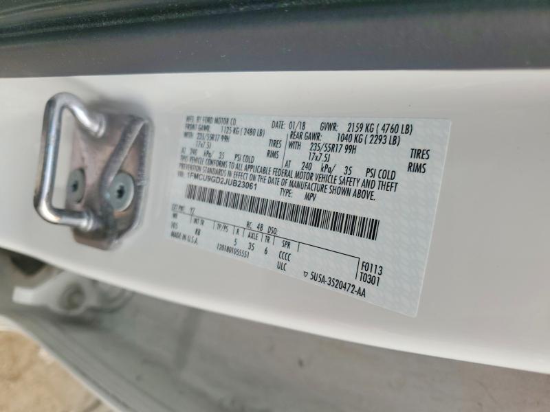 Продаж на аукціоні авто 2018 Ford Escape, vin: 1FMCU9GD2JUB23061, номер лоту: 61012026