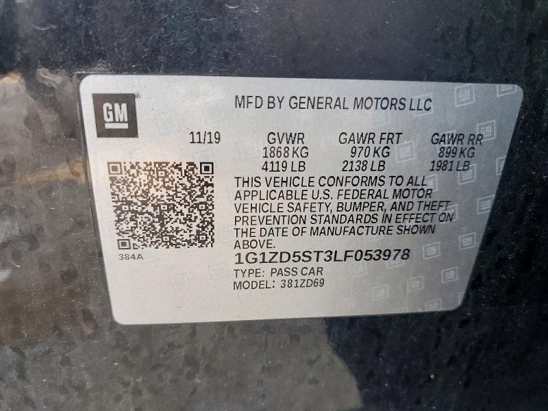 Продажа на аукционе авто 2020 Chevrolet Malibu, vin: 1G1ZD5ST3LF053978, номер лота: 62326806