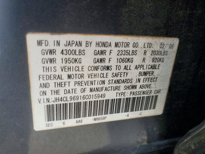 62045066 :رقم المزاد ، JH4CL96916C015949 vin ، 2006 Acura Tsx مزاد بيع