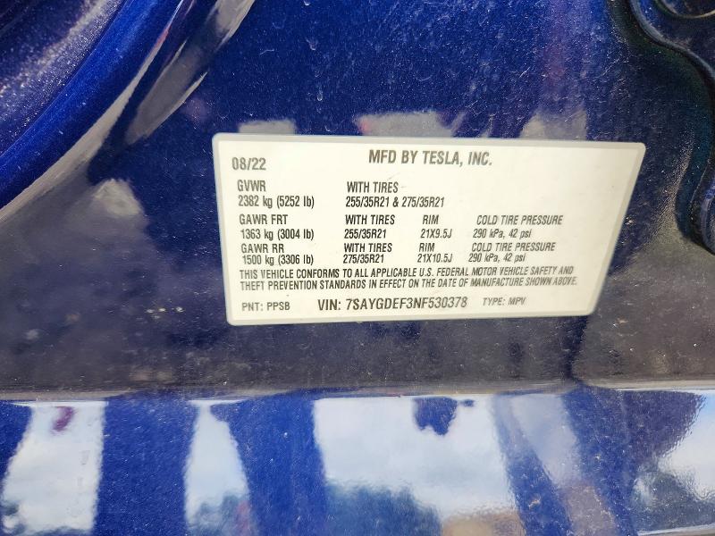 Продаж на аукціоні авто 2022 Tesla Model Y, vin: 7SAYGDEF3NF530378, номер лоту: 63232476