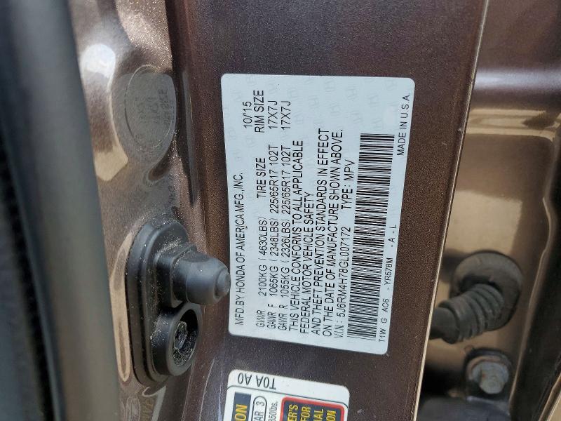 2016 Honda Cr-v მანქანა იყიდება აუქციონზე, vin: 5J6RM4H78GL007172, აუქციონის ნომერი: 61601966
