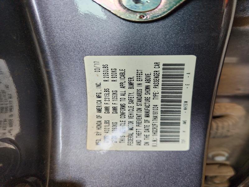 62617726 :رقم المزاد ، 1HGCR2F17HA191034 vin ، 2017 Honda Accord مزاد بيع