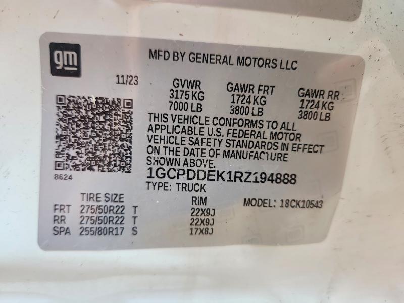 Auction sale of the 2024 Chevrolet Silverado, vin: 1GCPDDEK1RZ194888, lot number: 59372736