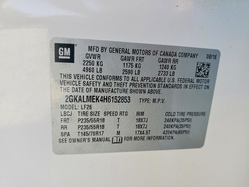 Продаж на аукціоні авто 2017 Gmc Terrain, vin: 2GKALMEK4H6152853, номер лоту: 59677896