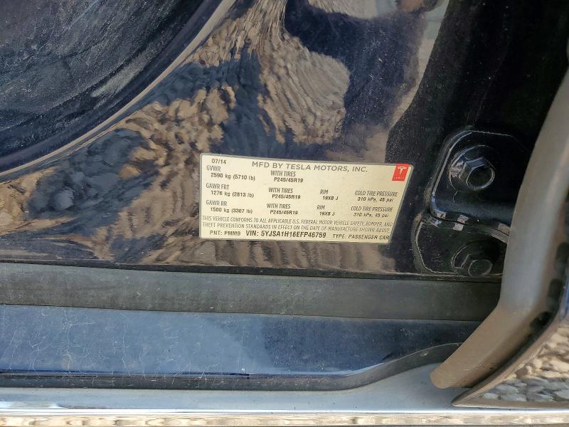 61347126 :رقم المزاد ، 5YJSA1H16EFP46759 vin ، 2014 Tesla Model S مزاد بيع