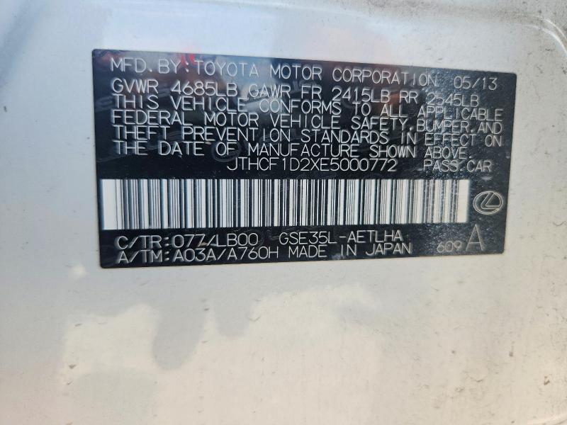 2014 Lexus Is მანქანა იყიდება აუქციონზე, vin: JTHCF1D2XE5000772, აუქციონის ნომერი: 60833726