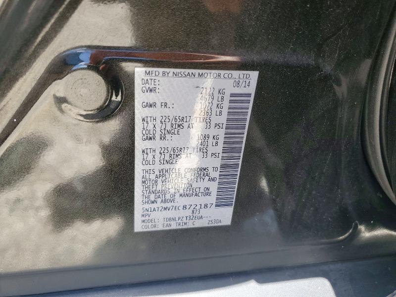 Aukcja sprzedaży 2014 Nissan Rogue, vin: 5N1AT2MV7EC872187, numer aukcji: 59845516