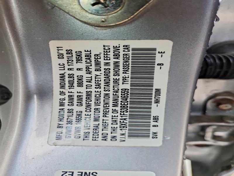 Aukcja sprzedaży 2011 Honda Civic, vin: 19XFA1F53BE046559, numer aukcji: 60387206