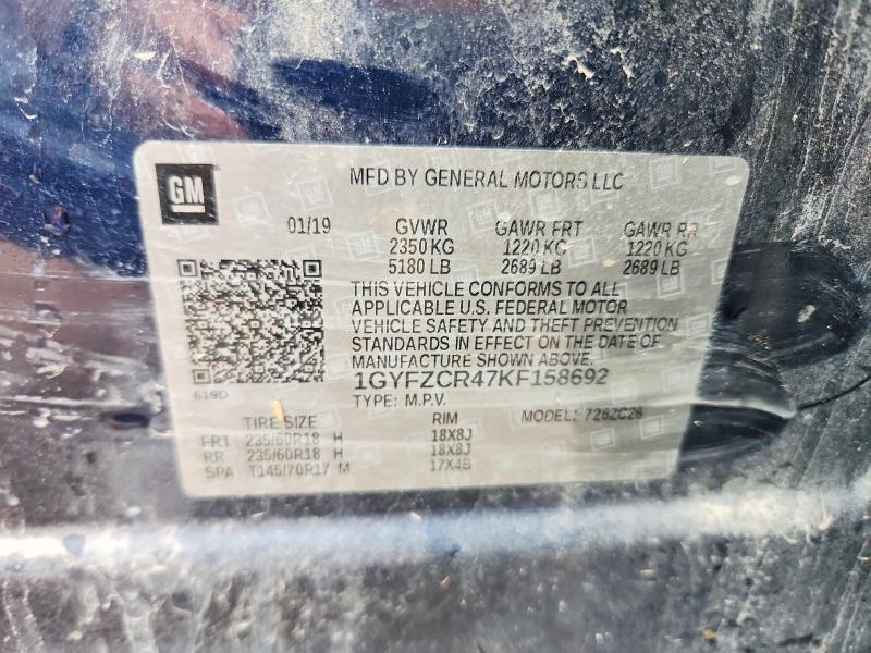 60660786 :رقم المزاد ، 1GYFZCR47KF158692 vin ، 2019 Cadillac Xt4 مزاد بيع
