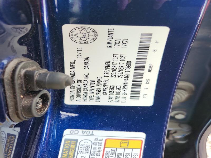 Aukcja sprzedaży 2016 Honda Cr-v, vin: 2HKRM4H44GH108600, numer aukcji: 59113346