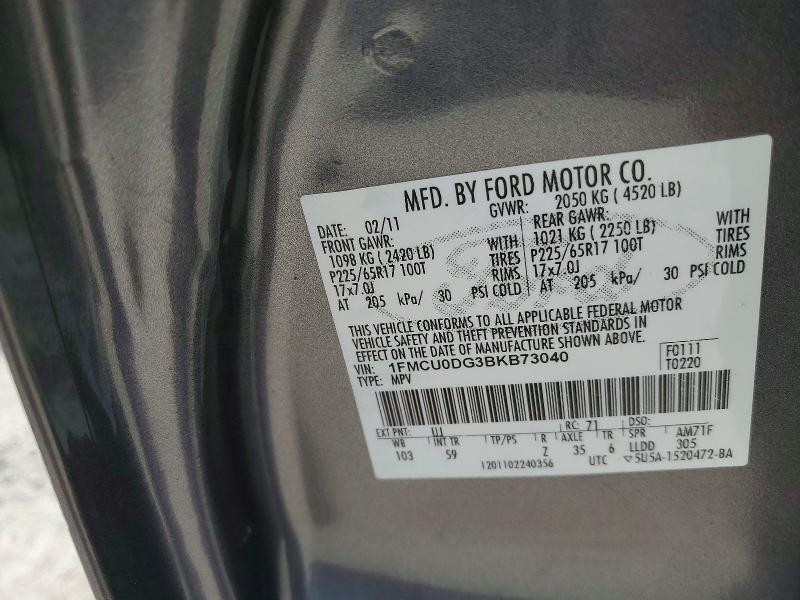 Продаж на аукціоні авто 2011 Ford Escape, vin: 1FMCU0DG3BKB73040, номер лоту: 62941766