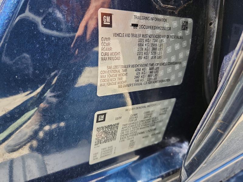 60205956 :رقم المزاد ، 1GCUYEED6MZ152238 vin ، 2021 Chevrolet Silverado مزاد بيع