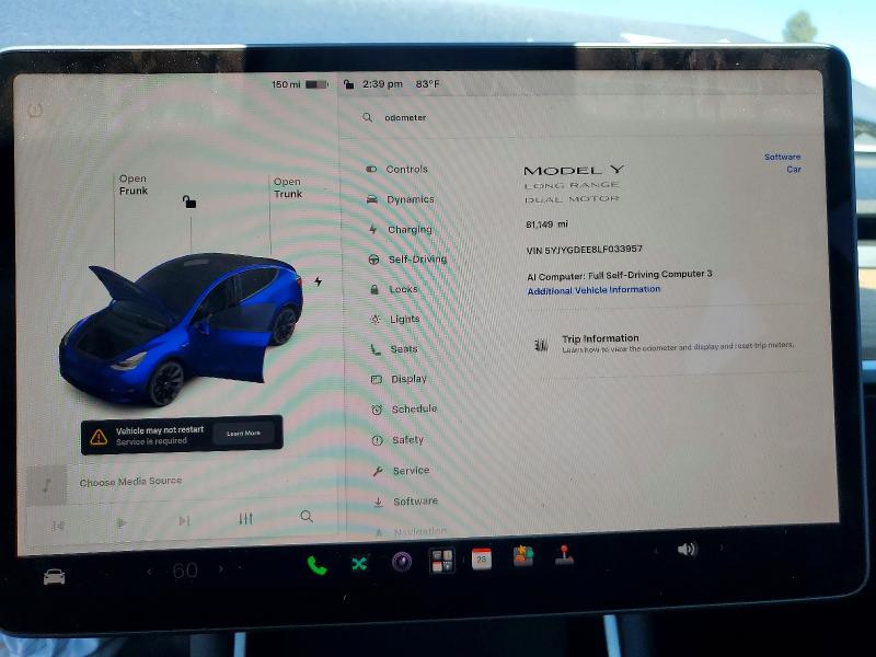 Aukcja sprzedaży 2020 Tesla Model Y, vin: 5YJYGDEE8LF033957, numer aukcji: 61180396