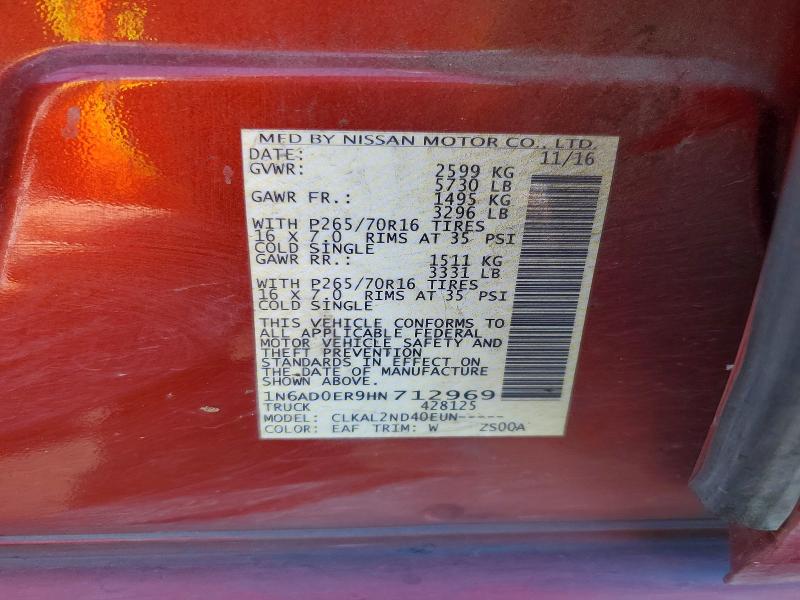Aukcja sprzedaży 2017 Nissan Frontier, vin: 1N6AD0ER9HN712969, numer aukcji: 59848476