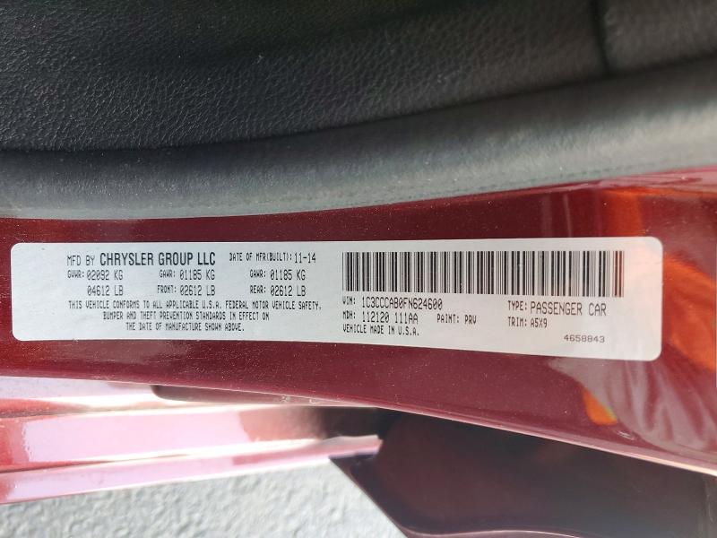 2015 Chrysler 200 მანქანა იყიდება აუქციონზე, vin: 1C3CCCAB0FN624600, აუქციონის ნომერი: 61437766