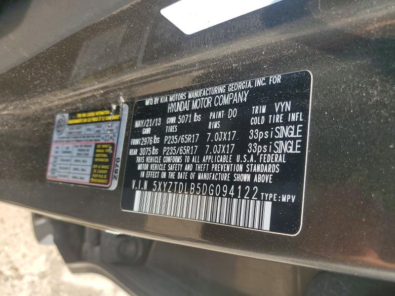 60996316 :رقم المزاد ، 5XYZTDLB5DG094122 vin ، 2013 Hyundai Santa Fe Sport مزاد بيع
