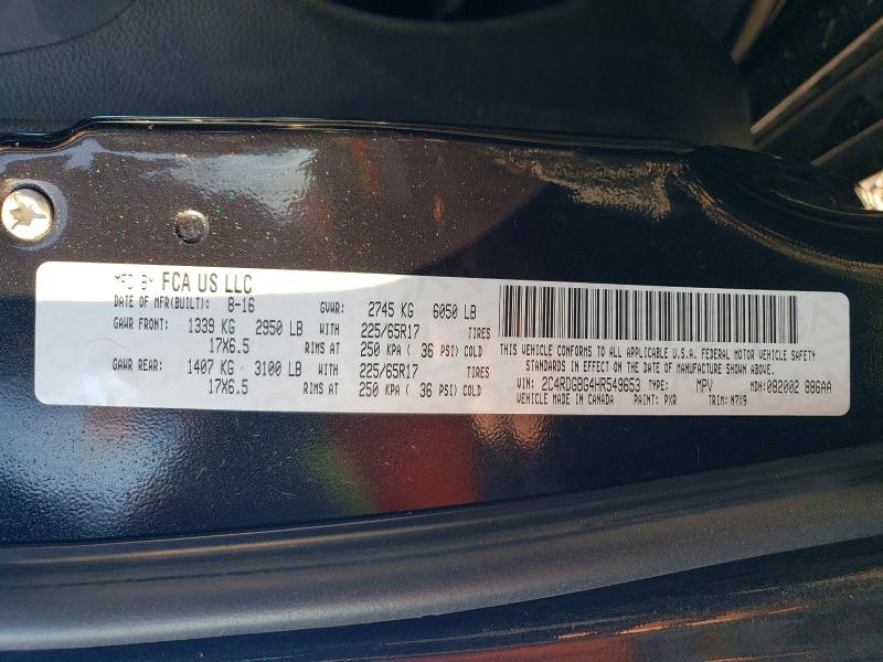 63031766 :رقم المزاد ، 2C4RDGBG4HR549653 vin ، 2017 Dodge Grand Caravan مزاد بيع