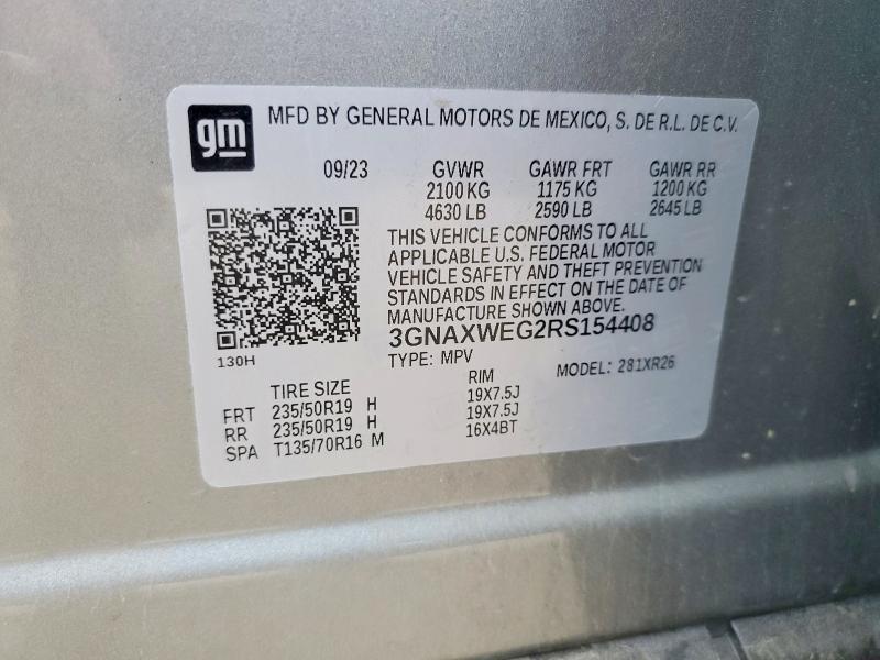 61322786 :رقم المزاد ، 3GNAXWEG2RS154408 vin ، 2024 Chevrolet Equinox مزاد بيع
