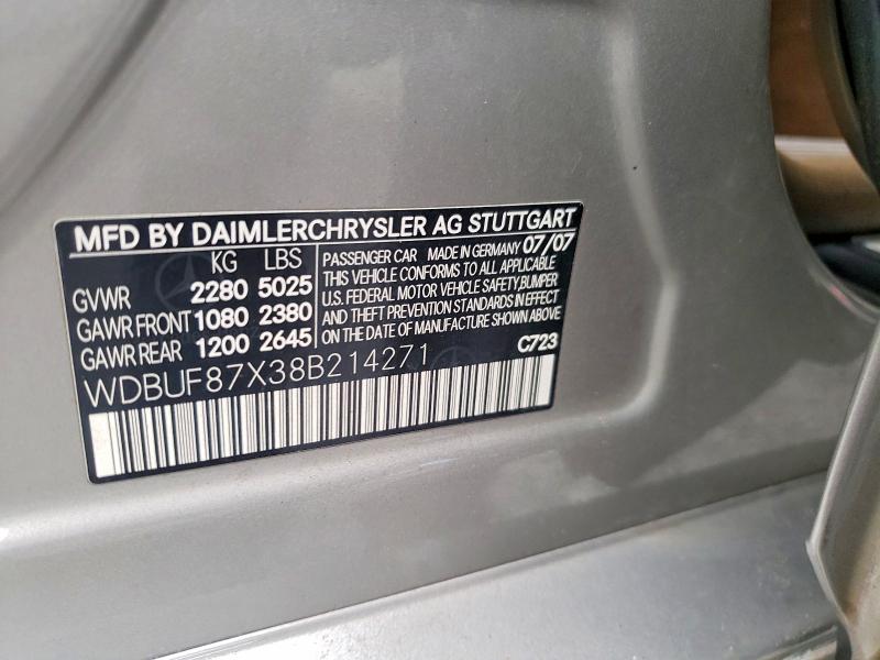 Продажа на аукционе авто 2008 Mercedes-benz E, vin: WDBUF87X38B214271, номер лота: 61693206