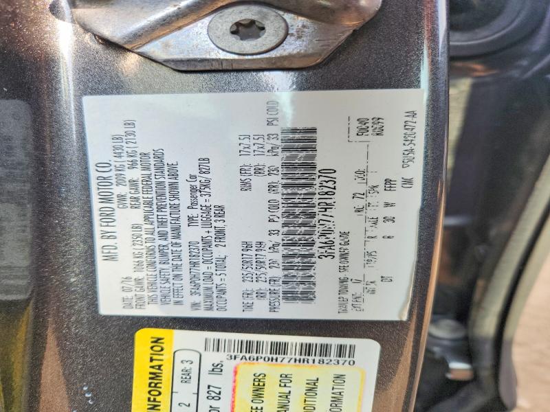 2017 Ford Fusion მანქანა იყიდება აუქციონზე, vin: 3FA6P0H77HR182370, აუქციონის ნომერი: 61751586