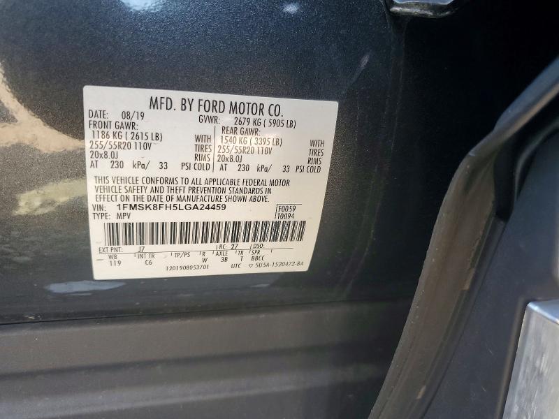 Aukcja sprzedaży 2020 Ford Explorer, vin: 1FMSK8FH5LGA24459, numer aukcji: 61605766