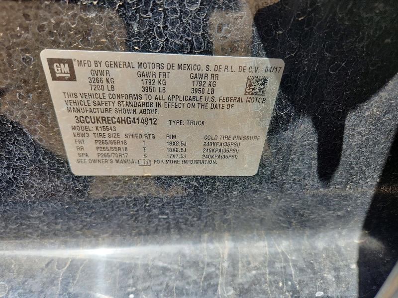 Продаж на аукціоні авто 2017 Chevrolet Silverado, vin: 3GCUKREC4HG414912, номер лоту: 59576706