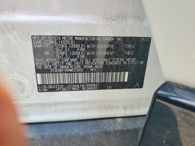 Aukcja sprzedaży 2021 Toyota Rav4, vin: 2T3E6RFV6MW025000, numer aukcji: 60420526