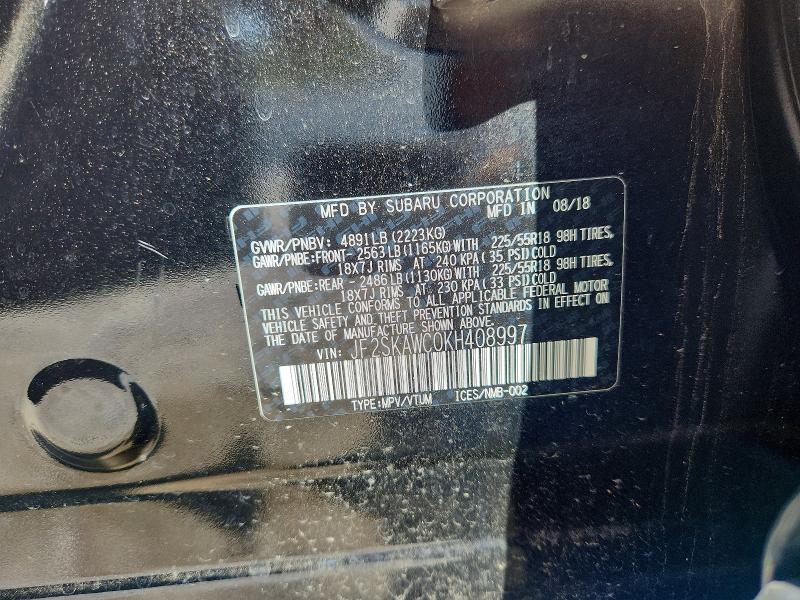 Aukcja sprzedaży 2019 Subaru Forester, vin: JF2SKAWC0KH408997, numer aukcji: 57994656