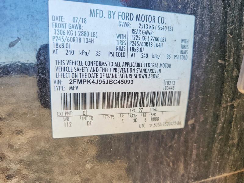 Aukcja sprzedaży 2018 Ford Edge, vin: 2FMPK4J95JBC45093, numer aukcji: 61805116