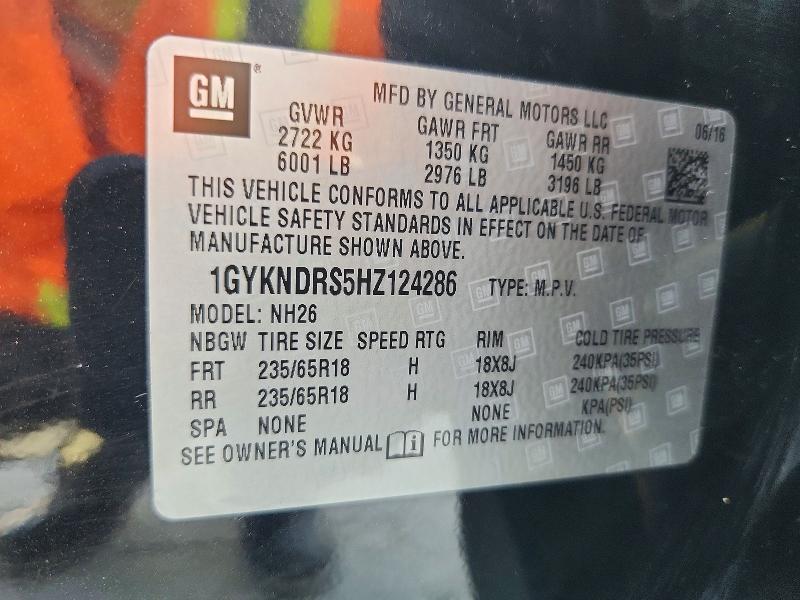 2017 Cadillac Xt5 მანქანა იყიდება აუქციონზე, vin: 1GYKNDRS5HZ124286, აუქციონის ნომერი: 61430586