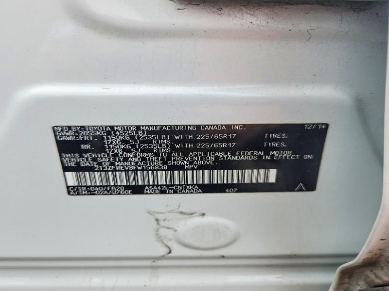 Aukcja sprzedaży 2015 Toyota Rav4, vin: 2T3ZFREV8FW156838, numer aukcji: 63248366