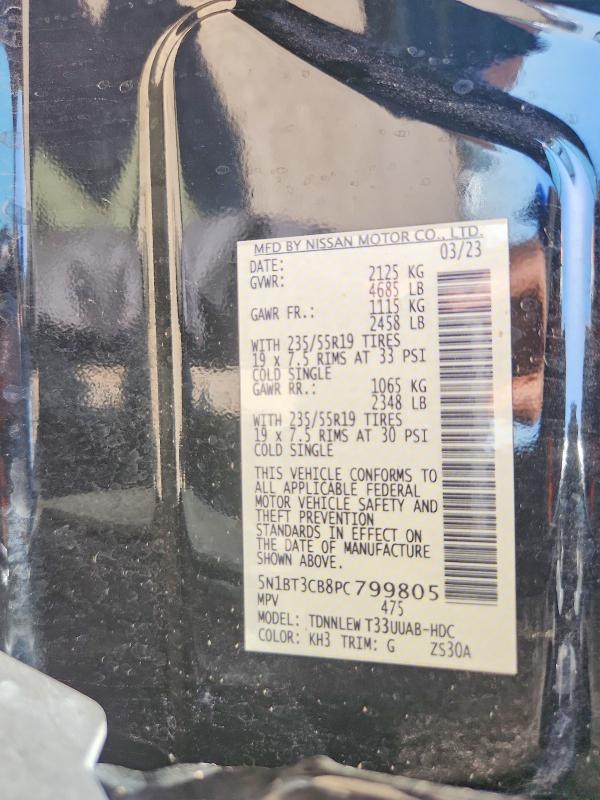 62607986 :رقم المزاد ، 5N1BT3CB8PC799805 vin ، 2023 Nissan Rogue مزاد بيع