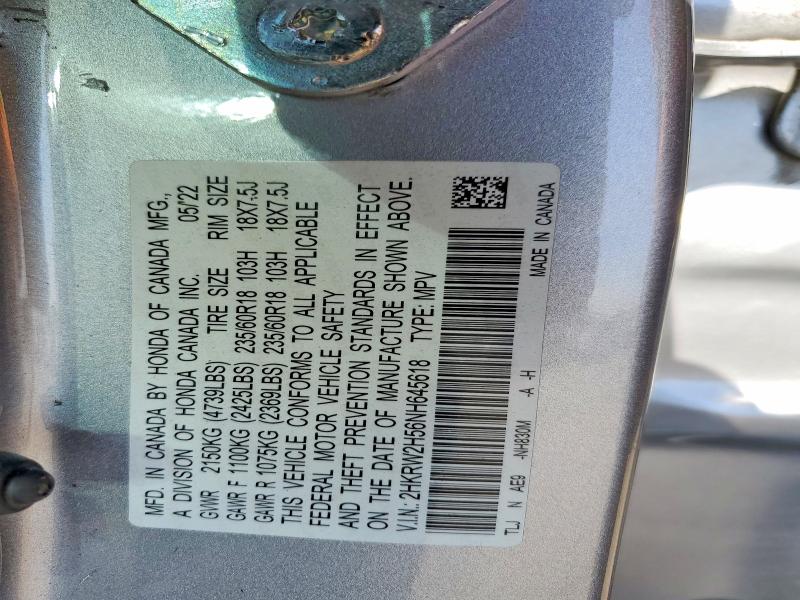 Продажа на аукционе авто 2022 Honda Cr-v, vin: 2HKRW2H56NH645618, номер лота: 61374166