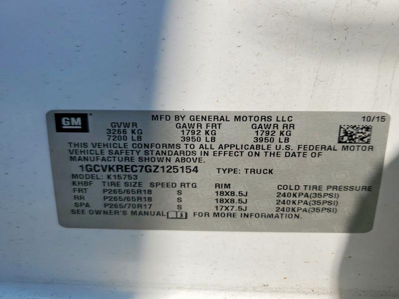 2016 Chevrolet Silverado მანქანა იყიდება აუქციონზე, vin: 1GCVKREC7GZ125154, აუქციონის ნომერი: 62565926