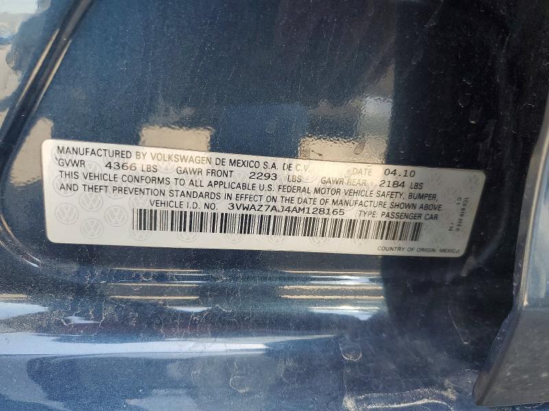 62713086 :رقم المزاد ، 3VWAZ7AJ4AM128165 vin ، 2010 Volkswagen Jetta مزاد بيع