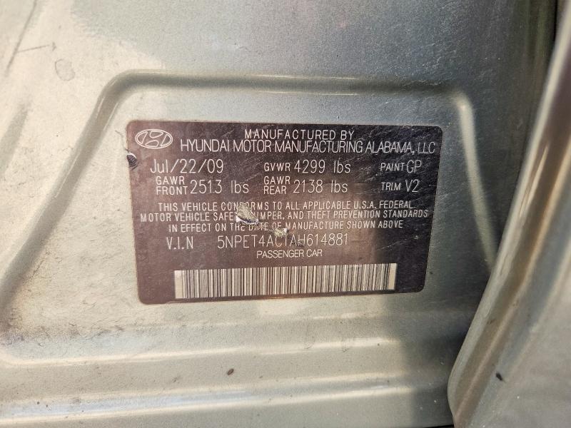 Aukcja sprzedaży 2010 Hyundai Sonata, vin: 5NPET4AC1AH614881, numer aukcji: 63390356