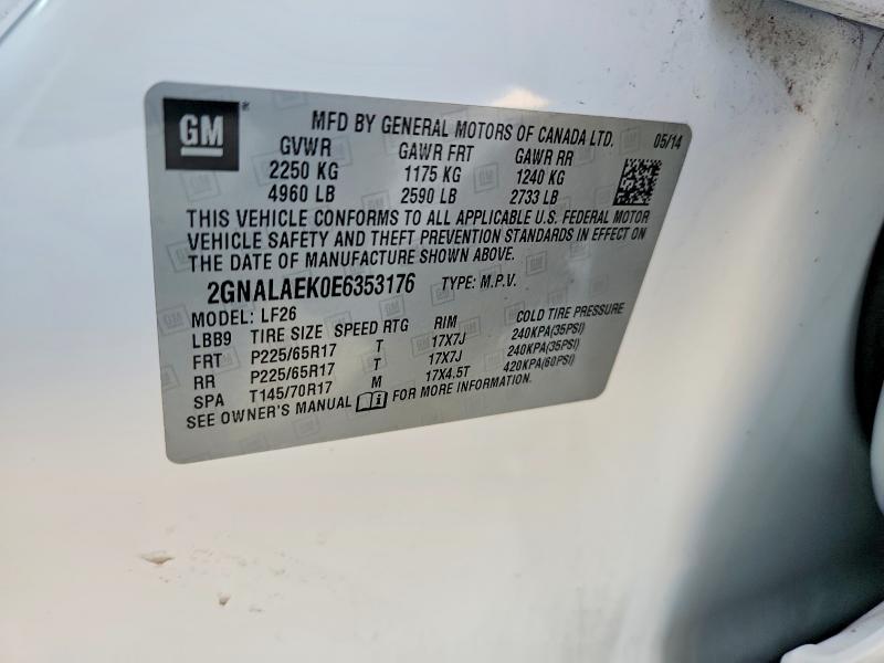 Продажа на аукционе авто 2014 Chevrolet Equinox, vin: 2GNALAEK0E6353176, номер лота: 63297346