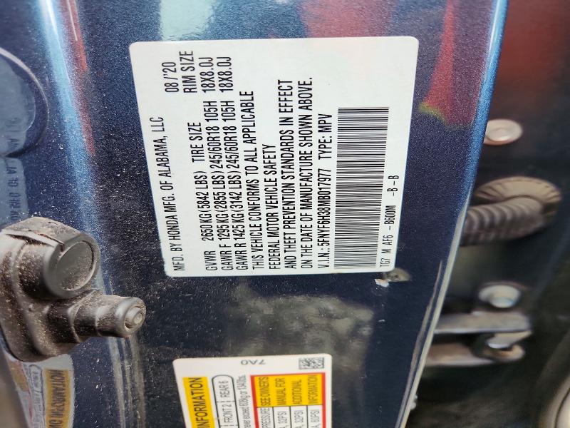 2021 Honda Pilot მანქანა იყიდება აუქციონზე, vin: 5FNYF6H38MB017977, აუქციონის ნომერი: 59837516