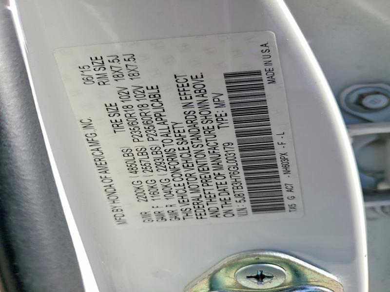 60184096 :رقم المزاد ، 5J8TB3H76GL003179 vin ، 2016 Acura Rdx مزاد بيع